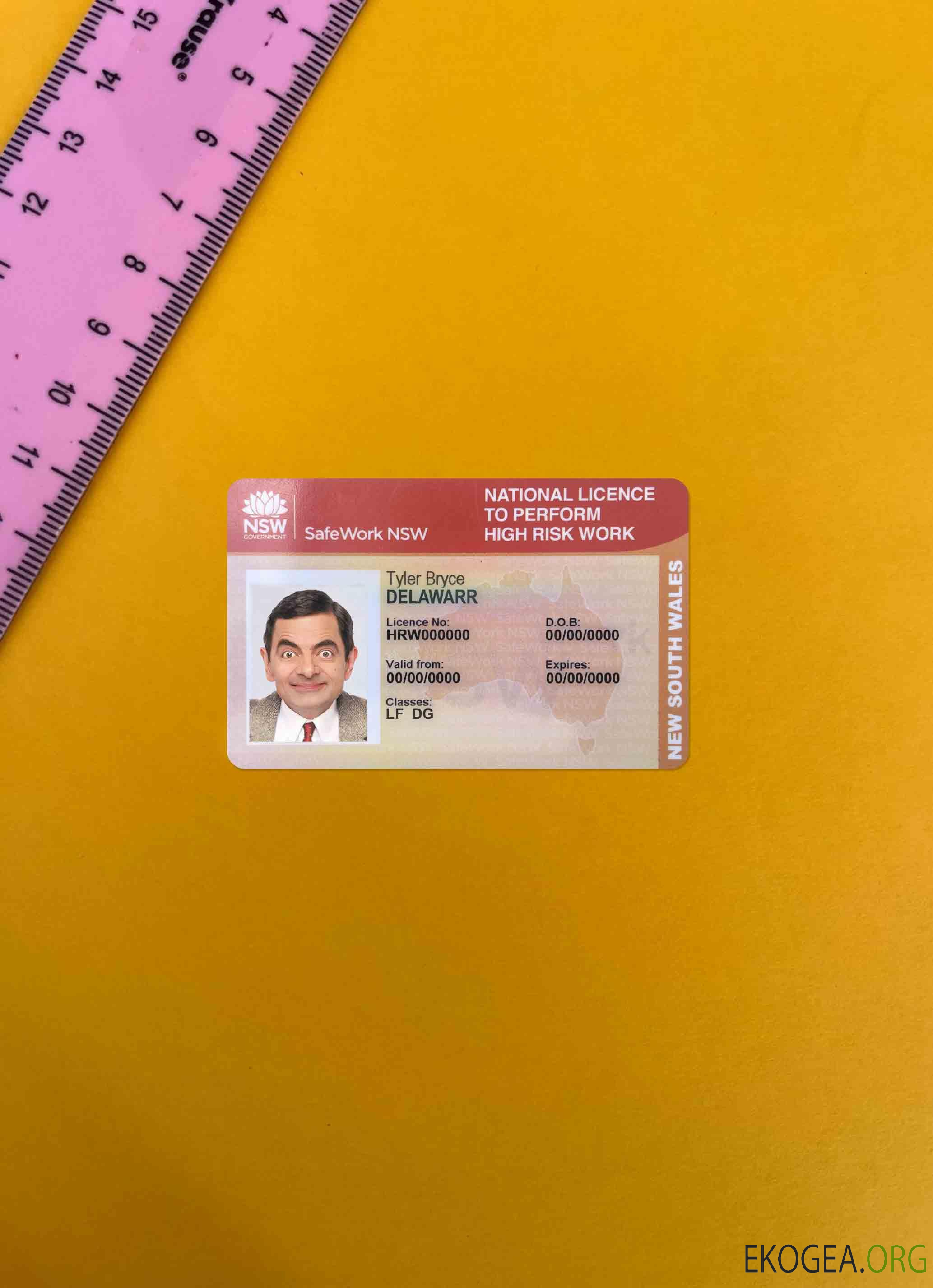 Australie Nouvelle Galles du Sud licence nationale photolook FRONT